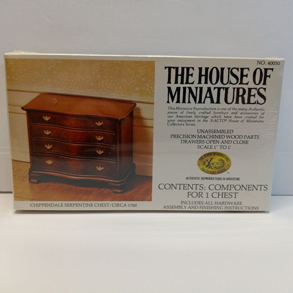 The House of Miniatures X-acto Chippendale Serpentine Chest Kit No 40050 Vintage